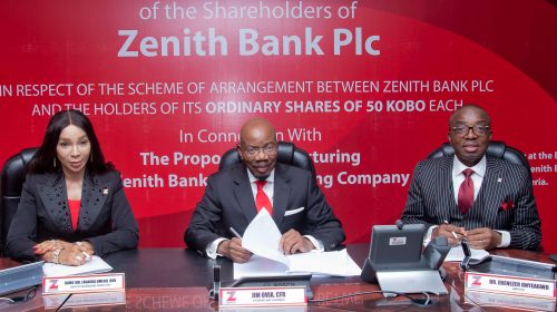 SHAREHOLDERS APPROVE  ZENITH BANK HOLDCO STRUCTURE    